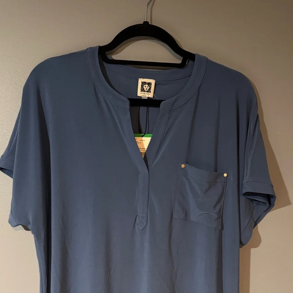 Anne Klein Deep Blue Casual Button Down Shirt - Picture 2 of 4
